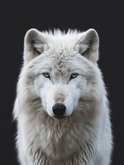 Wall Mural - arctic wolf on black background