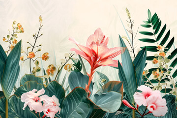 Wall Mural - A nature-inspired design with botanical illustrations.