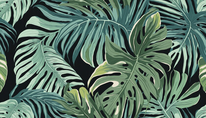 Wall Mural - Jungle Paradise: Vibrant Monstera Leaf Pattern