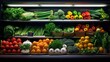 Refrigerated shelves full of vegetables in the supermarket food concept ai generated image