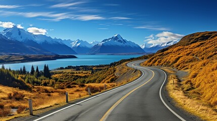 highway landscape at colorful sunset. traveling on the holiday road in summer.