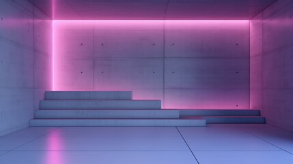 Wall Mural - Abstract architectural concrete interior of a minimalist house with color gradient neon lighting 3d