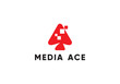 ace digital media logo, pixel technology symbol icon design