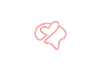 Sticker - love brain logo design, healthcare smart connection icon template