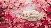 Captivating Representation Of A Cat Lying In Red Flower Petals In Forforfor Style