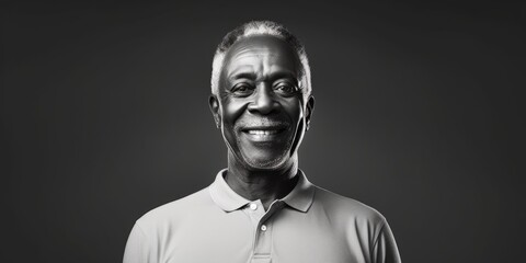 Poster - A black and white photo capturing a man with a genuine smile
