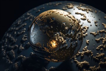 Poster - A shiny globe with an abundance of small dots. This image can be used to represent global connectivity or technology advancements