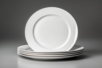 Poster - A stack of white plates ready to be used for a meal or event. Versatile and clean design that can be used in various settings