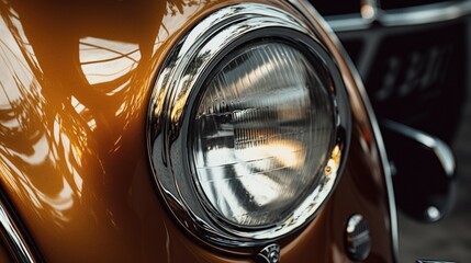Poster - A detailed close up of a car headlight. Suitable for automotive industry publications or articles
