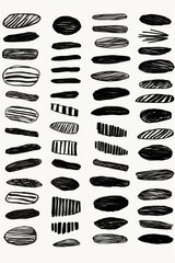 Poster - Abstract black and white strokes on a clean white background. Suitable for graphic design projects or as a background element.