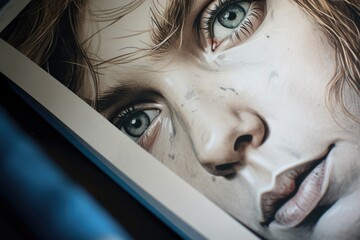 Poster - A close-up picture of a woman's face. This image can be used for various purposes, such as beauty, skincare, fashion, or portraits