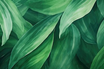 Poster - A painting featuring a bunch of green leaves. Can be used as a decorative element or for nature-themed projects