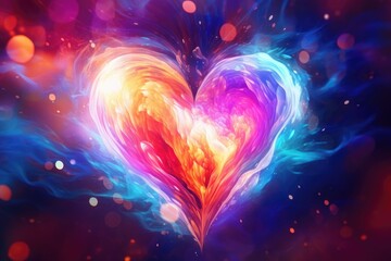 Aufkleber - A vibrant heart-shaped image set against a dark background. This versatile picture can be used in various contexts