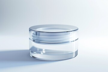 Poster - Cosmetic container transparent and empty for dispensing with a pump