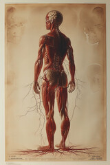 Wall Mural - vintage nervous/vein system diagram (inaccurate ai)