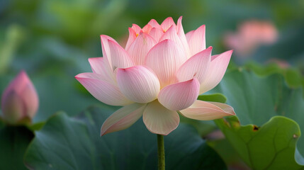 Wall Mural - Lotus Flowers Blooming in Lotus Pond.