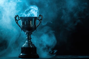 Wall Mural - Dark and smoky silver trophy competition with space for copy