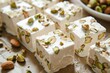 Delicious confections filled with dried almonds and pistachio nuts covered in white chocolate