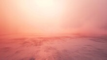 A Broad, Murky Space With A Concrete Floor, Enveloped In A Soft Coral Fog Against A Peach Background.