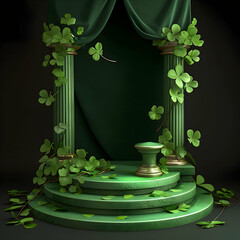 Green saint Patrick podium background