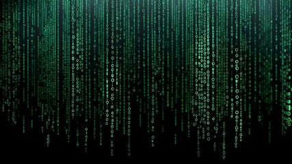 Wall Mural - green binary code, matrix code background, coding matrix wallpaper, computer technology matrix interface
