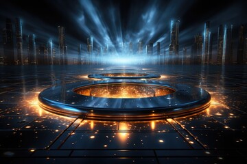 Poster - technology background portrayed through holographic elements