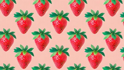 Poster - strawberry pattern fresh red strawberry pattern on isolated pastel background