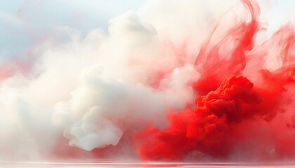 Wall Mural - red white smoke