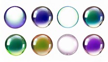 Set Of Colorful Spheres Soap Bubbles Isolated On White Background Crystal Glass Bubbles