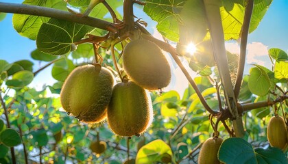 Canvas Print - kiwifruits growing on plant