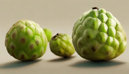 Wall Mural - a collection of cherimoya isolated on a background 