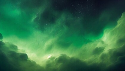 Wall Mural - gradient green mystical galaxy abstract cloudscape hd phone wallpaper ai generated