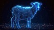  a sheep standing in the middle of a night sky with a lot of stars on it's back and it's head in the center of it's body.