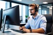 call center operator with headset