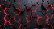 A mesmerizing pattern of black hexagons illuminated by vibrant red lights creates a symmetrical and striking screenshot