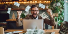 Happy Person Is Making A Lot Of Money Online