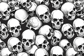 Wall Mural - Drawn skulls on light. Background for design with selective focus and copy space.