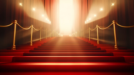 Red carpet staircase background, VIP entrance, night awards ceremony