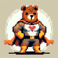 Wall Mural - Pixel art vector illustration of a Super Bear