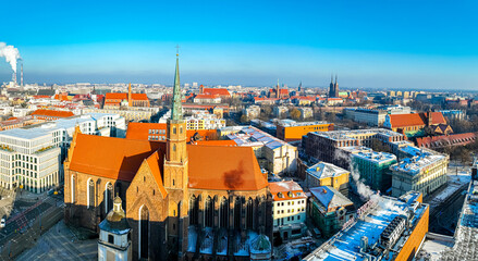 Poster - Aerial view of Wroclaw in winter, Poland