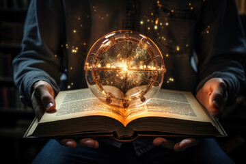 Poster - Someone reading a self-help book, seeking knowledge and personal growth. Concept of self-education and mental health empowerment. Generative Ai.