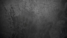 Black Concrete Wall Background. Texture Of Cement Floor With Copy Space For Design