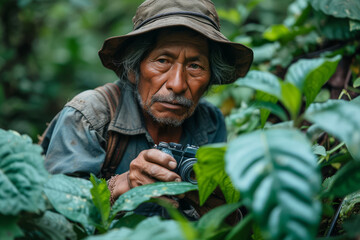 Poster - A photographer documenting everyday life in remote communities, telling stories through images. Concept of storytelling and cultural documentation. Generative Ai.