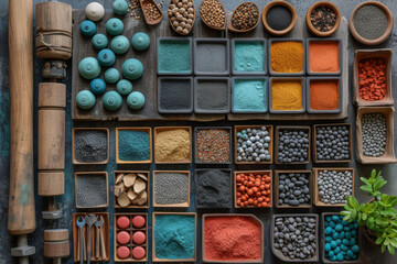 Poster - a diy project flat lay with tools, wood pieces, and paint. concept of do-it-yourself and creative co