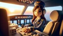 Personnage En Pâte à Modeler : Femme Pilote D'avion