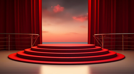 Wall Mural - Luxurious and elegant red carpet staircase, holiday awards ceremony event