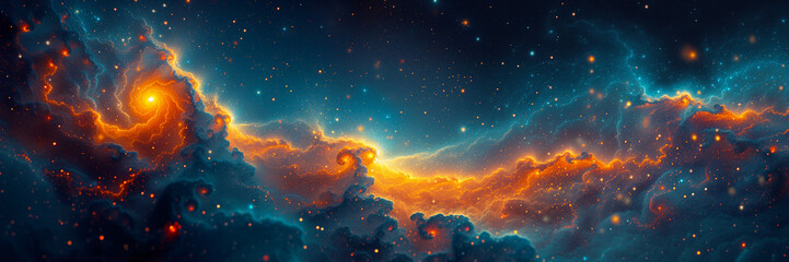 Wall Mural - Abstract space background with stars, constellations and nebulae. Shining stars of the galaxy. Banner image.