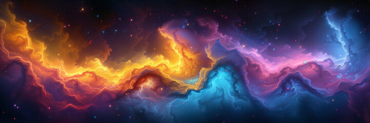 Wall Mural - Abstract space background with stars, constellations and nebulae. Shining stars of the galaxy. Banner image.