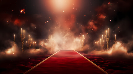 Wall Mural - Luxurious and elegant red carpet staircase, holiday awards ceremony event