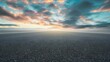 Sky Background Horizon with Dramatic Clouds and Empty Dark Asphalt Street Floor : Generative AI